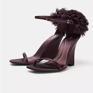 Zara Purple Heels with Floral Accent NWT SZ 40